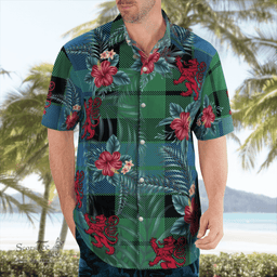 Scottish Clan MacKay Ancient Tartan Scottish Lion Hawaiian Shirt | Tartan Plaid Shirt Scottish Plaid Tartan Plaid - ScotsTee - scotstee.com