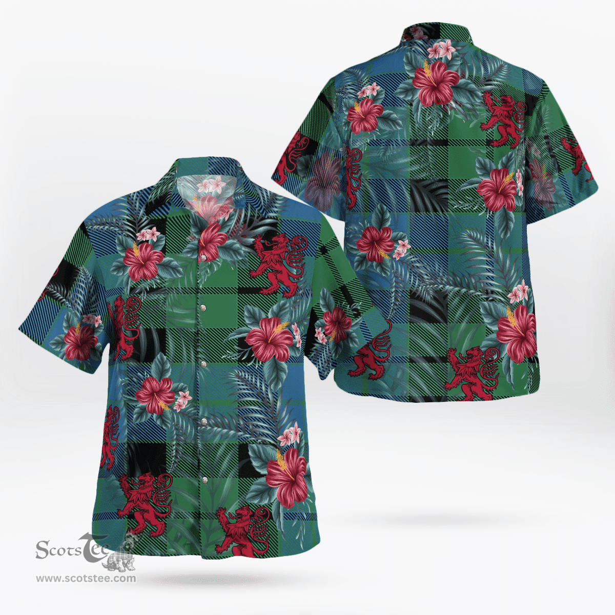 Scottish Clan MacKay Ancient Tartan Scottish Lion Hawaiian Shirt | Tartan Plaid Shirt Scottish Plaid Tartan Plaid - ScotsTee - scotstee.com