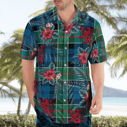 Scottish Clan Colquhoun Ancient Tartan Scottish Lion Hawaiian Shirt | Tartan Plaid Shirt Scottish Plaid Tartan Plaid - ScotsTee - scotstee.com