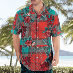 Scottish Clan Dunbar Ancient Tartan Scottish Lion Hawaiian Shirt | Tartan Plaid Shirt Scottish Plaid Tartan Plaid - ScotsTee - scotstee.com