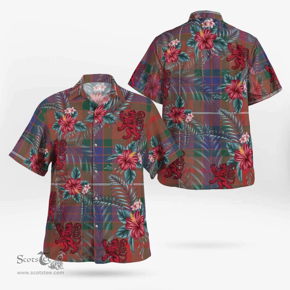Scottish Clan Fraser Hunting Modern Tartan Scottish Lion Hawaiian Shirt | Tartan Plaid Shirt Scottish Plaid Tartan Plaid - ScotsTee - scotstee.com