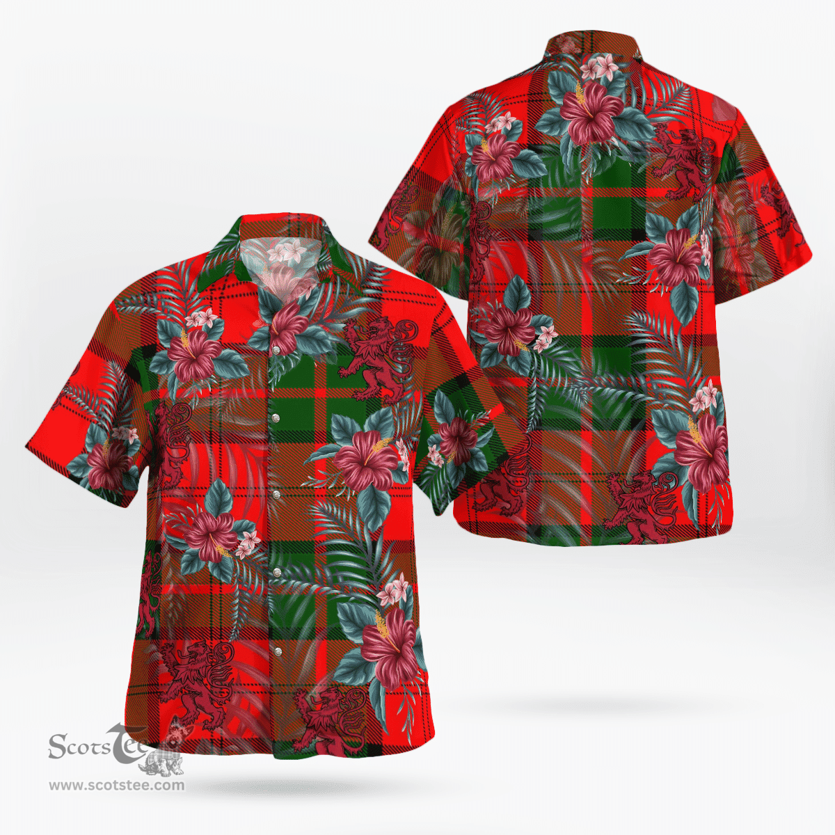 Scottish Clan Dunbar Modern Tartan Scottish Lion Hawaiian Shirt | Tartan Plaid Shirt Scottish Plaid Tartan Plaid - ScotsTee - scotstee.com