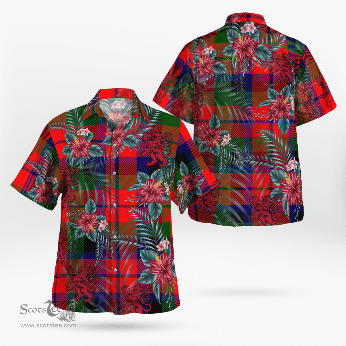 Scottish Clan MacNaughton Modern Tartan Scottish Lion Hawaiian Shirt | Tartan Plaid Shirt Scottish Plaid Tartan Plaid - ScotsTee - scotstee.com