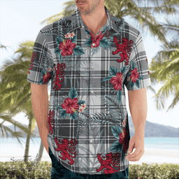 Scottish Clan Douglas Grey Modern Tartan Scottish Lion Hawaiian Shirt | Tartan Plaid Shirt Scottish Plaid Tartan Plaid - ScotsTee - scotstee.com
