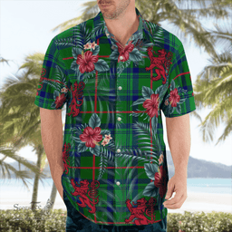 Scottish Clan Cranstoun Tartan Scottish Lion Hawaiian Shirt | Tartan Plaid Shirt Scottish Plaid Tartan Plaid - ScotsTee - scotstee.com