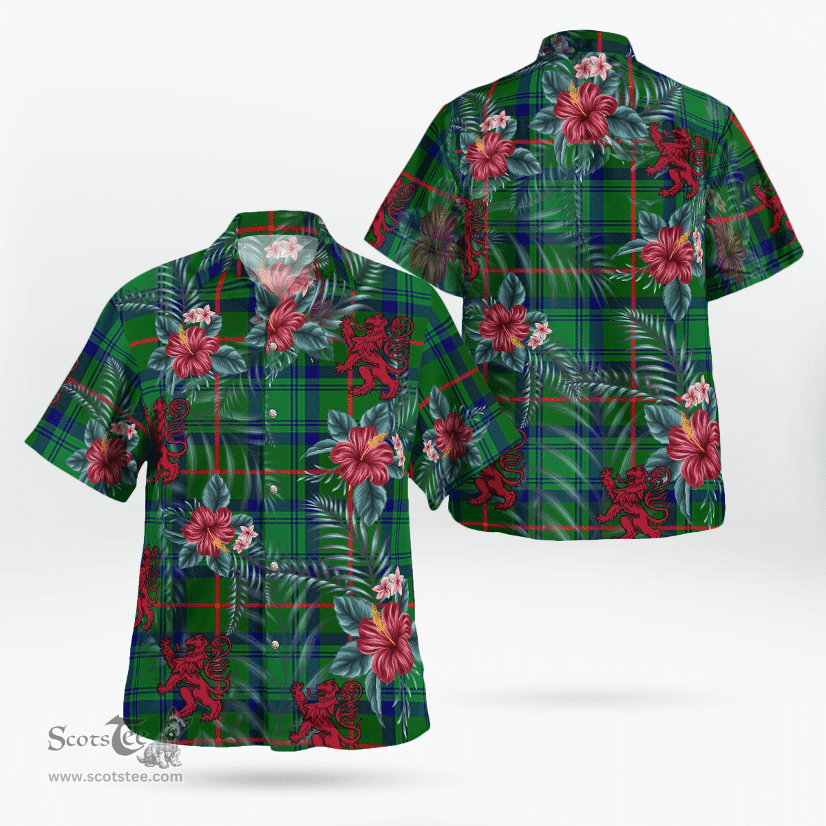 Scottish Clan Cranstoun Tartan Scottish Lion Hawaiian Shirt | Tartan Plaid Shirt Scottish Plaid Tartan Plaid - ScotsTee - scotstee.com