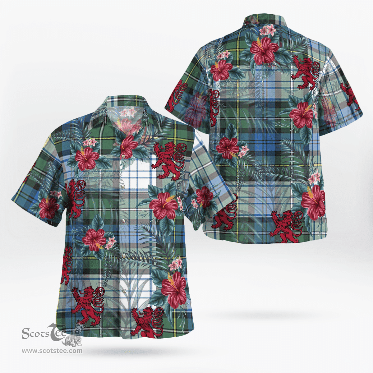 Scottish Clan Campbell Dress Ancient Tartan Scottish Lion Hawaiian Shirt | Tartan Plaid Shirt Scottish Plaid Tartan Plaid - ScotsTee - scotstee.com