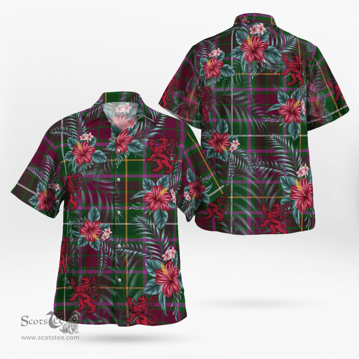 Scottish Clan Crosbie Tartan Scottish Lion Hawaiian Shirt | Tartan Plaid Shirt Scottish Plaid Tartan Plaid - ScotsTee - scotstee.com