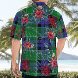 Scottish Clan Graham of Menteith Modern Tartan Scottish Lion Hawaiian Shirt | Tartan Plaid Shirt Scottish Plaid Tartan Plaid - ScotsTee - scotstee.com