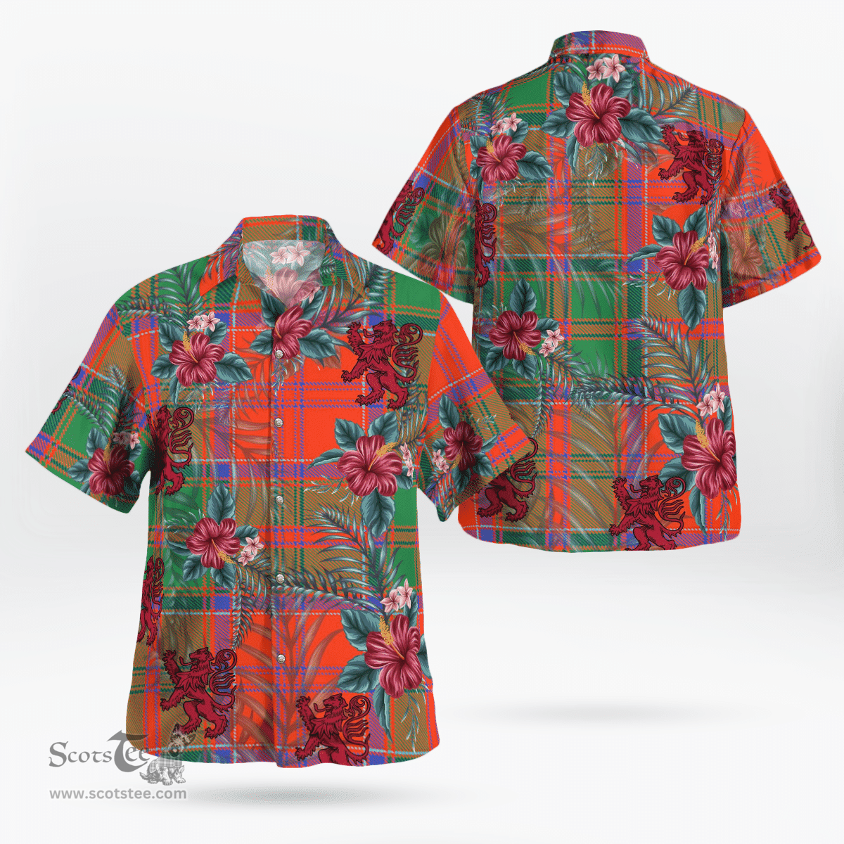 Scottish Clan Grant Ancient Tartan Scottish Lion Hawaiian Shirt | Tartan Plaid Shirt Scottish Plaid Tartan Plaid - ScotsTee - scotstee.com