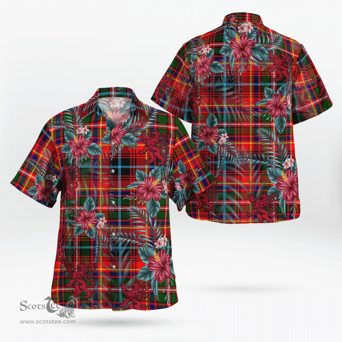 Scottish Clan Innes Modern Tartan Scottish Lion Hawaiian Shirt | Tartan Plaid Shirt Scottish Plaid Tartan Plaid - ScotsTee - scotstee.com