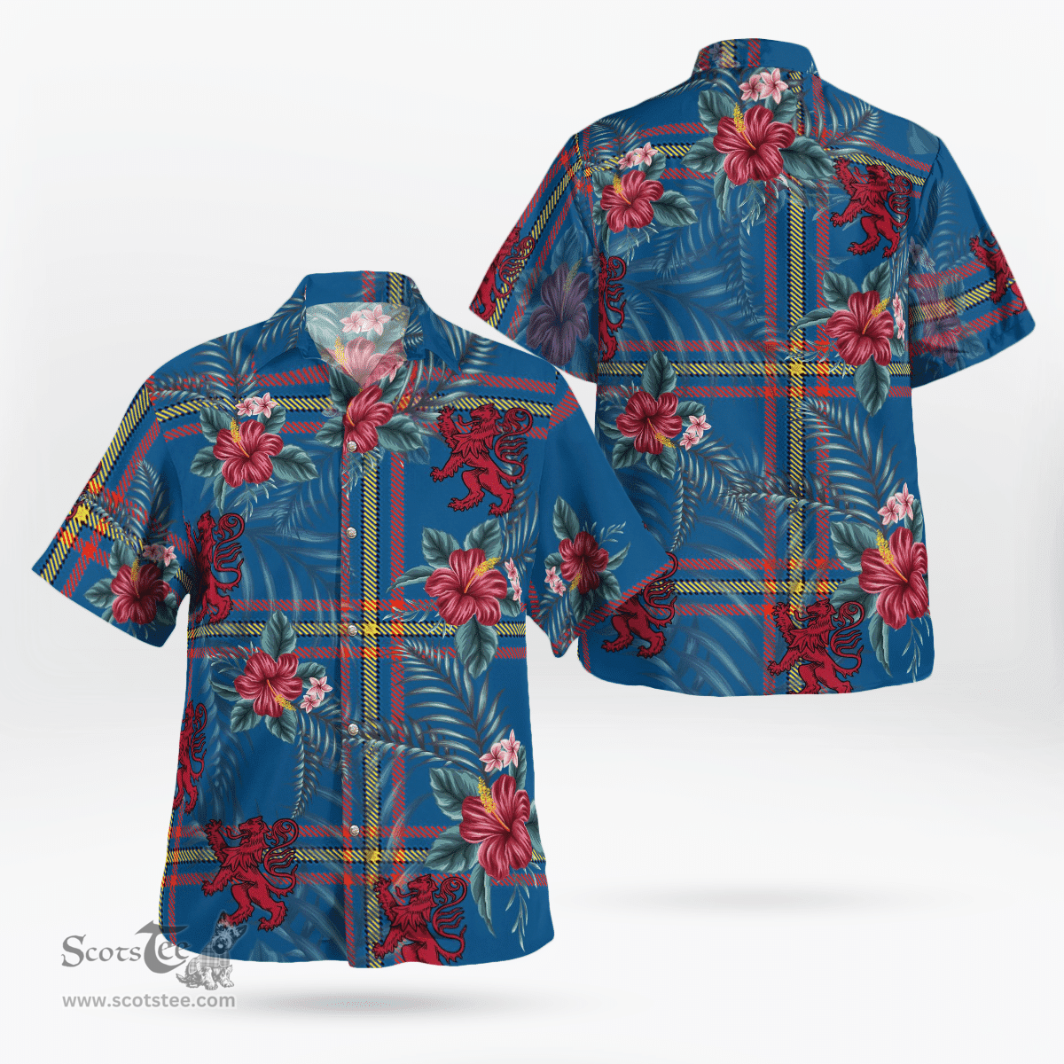 Scottish Clan MacLaine of Loch Buie Hunting Ancient Tartan Scottish Lion Hawaiian Shirt | Tartan Plaid Shirt Scottish Plaid Tartan Plaid - ScotsTee - scotstee.com