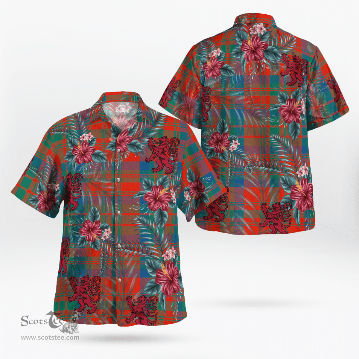 Scottish Clan Matheson Ancient Tartan Scottish Lion Hawaiian Shirt | Tartan Plaid Shirt Scottish Plaid Tartan Plaid - ScotsTee - scotstee.com