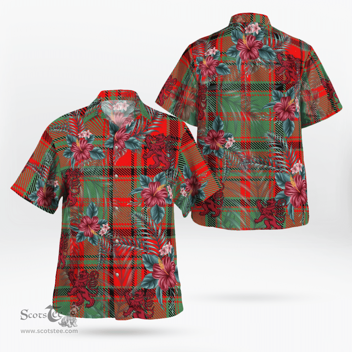 Scottish Clan Macnish Modern Tartan Scottish Lion Hawaiian Shirt | Tartan Plaid Shirt Scottish Plaid Tartan Plaid - ScotsTee - scotstee.com