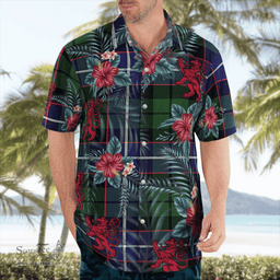 Scottish Clan Galbraith Modern Tartan Scottish Lion Hawaiian Shirt | Tartan Plaid Shirt Scottish Plaid Tartan Plaid - ScotsTee - scotstee.com