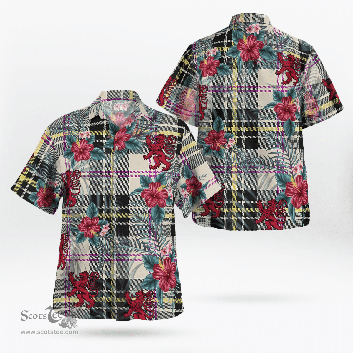 Scottish Clan MacPherson Dress Ancient Tartan Scottish Lion Hawaiian Shirt | Tartan Plaid Shirt Scottish Plaid Tartan Plaid - ScotsTee - scotstee.com