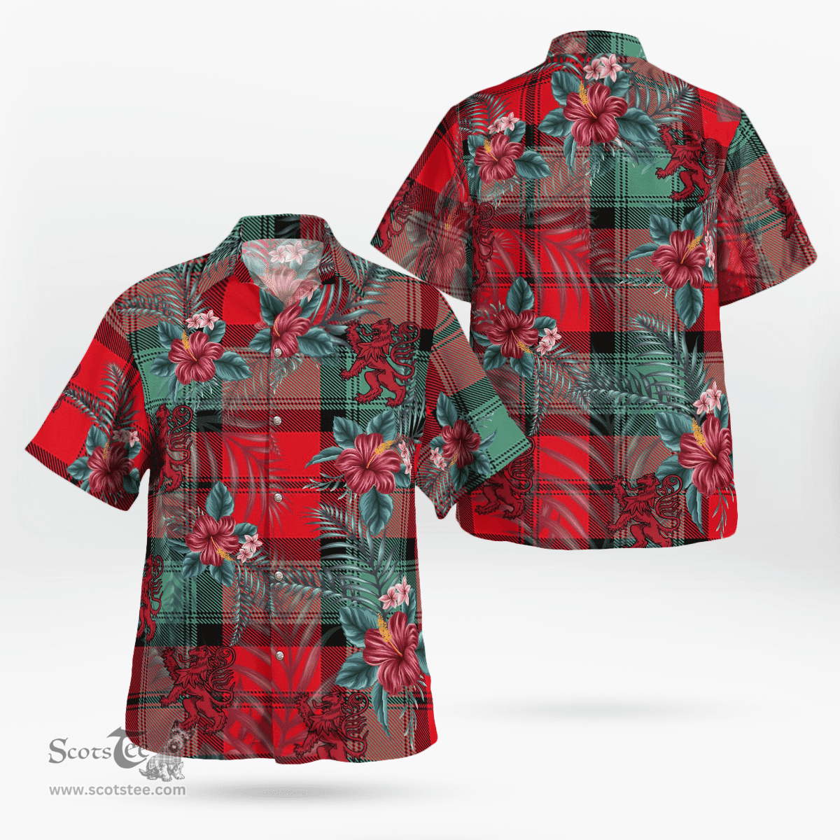 Scottish Clan Kerr Ancient Tartan Scottish Lion Hawaiian Shirt | Tartan Plaid Shirt Scottish Plaid Tartan Plaid - ScotsTee - scotstee.com