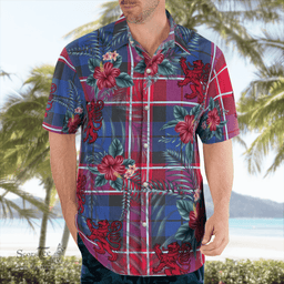 Scottish Clan Graham of Menteith Red Tartan Scottish Lion Hawaiian Shirt | Tartan Plaid Shirt Scottish Plaid Tartan Plaid - ScotsTee - scotstee.com