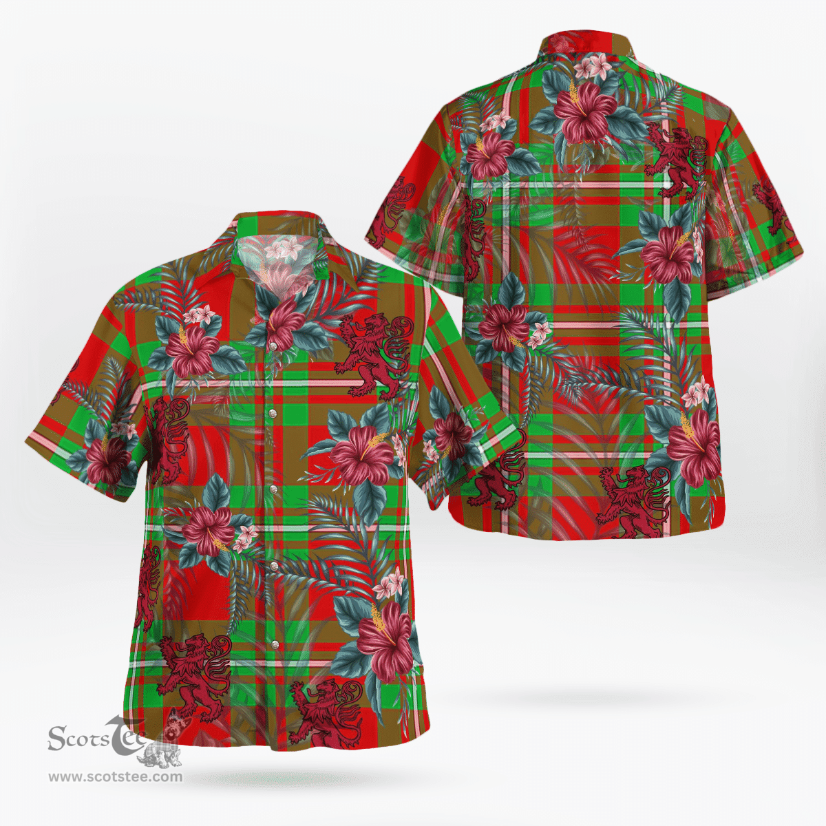 Scottish Clan Grierson Tartan Scottish Lion Hawaiian Shirt | Tartan Plaid Shirt Scottish Plaid Tartan Plaid - ScotsTee - scotstee.com