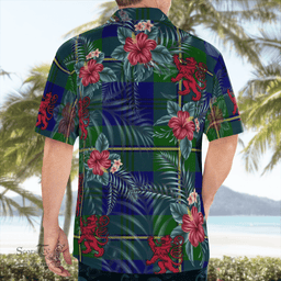 Scottish Clan Johnston Modern Tartan Scottish Lion Hawaiian Shirt | Tartan Plaid Shirt Scottish Plaid Tartan Plaid - ScotsTee - scotstee.com