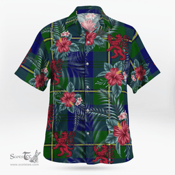 Scottish Clan Johnston Modern Tartan Scottish Lion Hawaiian Shirt | Tartan Plaid Shirt Scottish Plaid Tartan Plaid - ScotsTee - scotstee.com