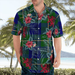 Scottish Clan Johnston Modern Tartan Scottish Lion Hawaiian Shirt | Tartan Plaid Shirt Scottish Plaid Tartan Plaid - ScotsTee - scotstee.com