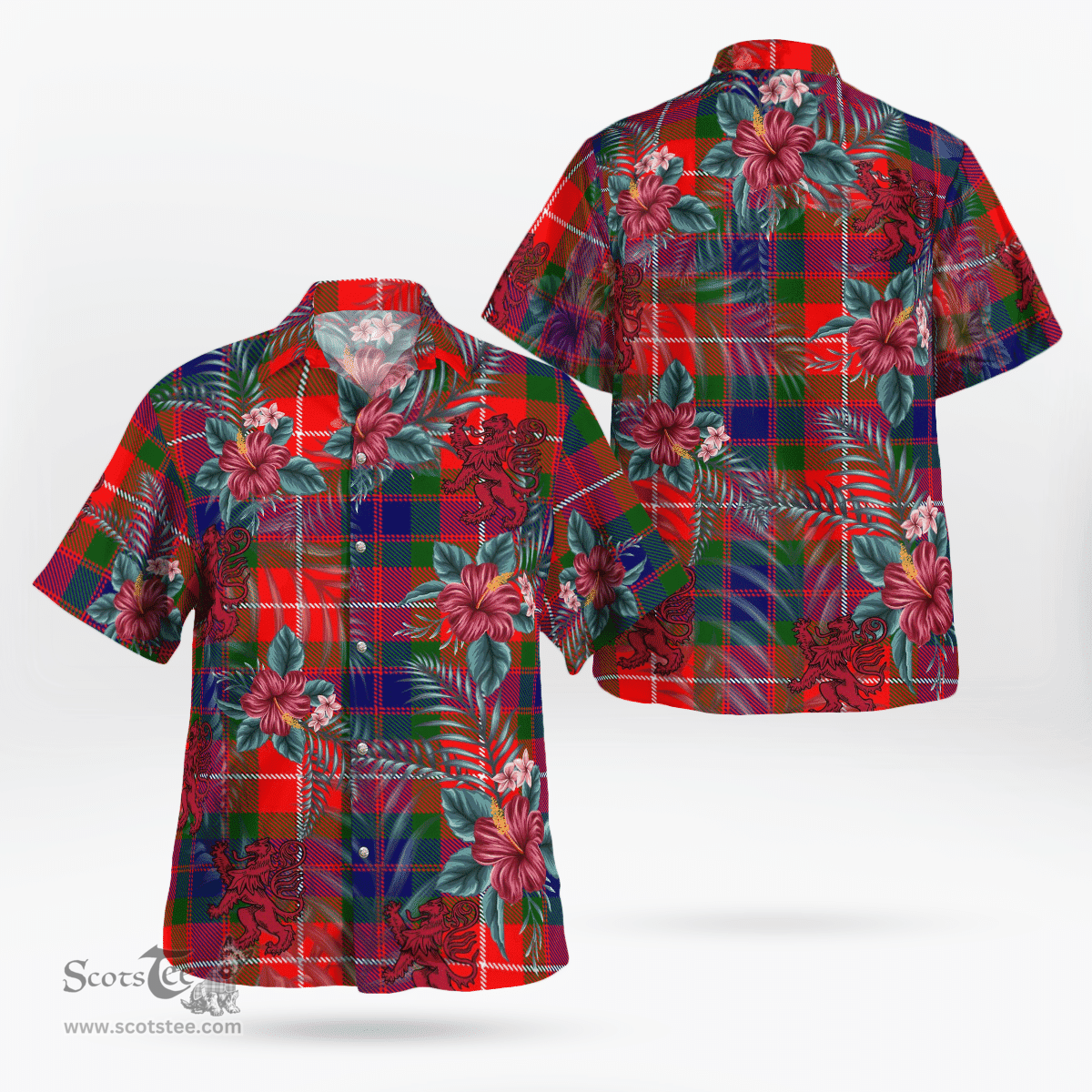 Scottish Clan Fraser Lovat Modern Tartan Scottish Lion Hawaiian Shirt | Tartan Plaid Shirt Scottish Plaid Tartan Plaid - ScotsTee - scotstee.com