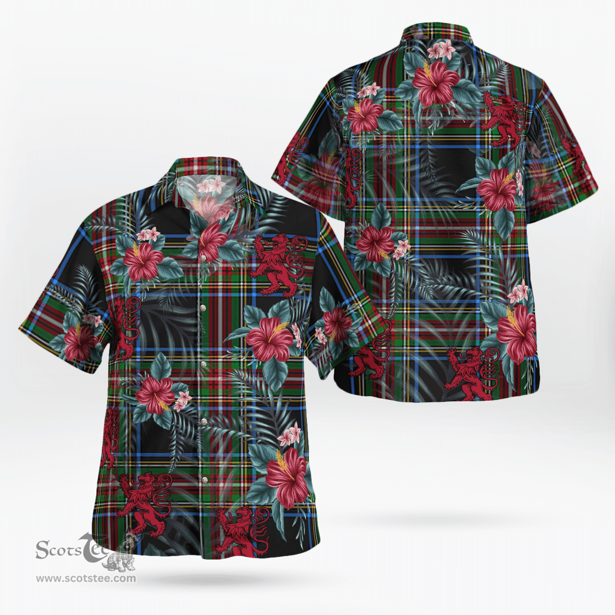 Scottish Clan Lyle Tartan Scottish Lion Hawaiian Shirt | Tartan Plaid Shirt Scottish Plaid Tartan Plaid - ScotsTee - scotstee.com