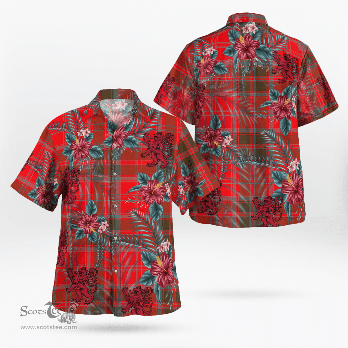 Scottish Clan Grant Weathered Tartan Scottish Lion Hawaiian Shirt | Tartan Plaid Shirt Scottish Plaid Tartan Plaid - ScotsTee - scotstee.com
