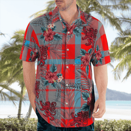 Scottish Clan Moubray Tartan Scottish Lion Hawaiian Shirt | Tartan Plaid Shirt Scottish Plaid Tartan Plaid - ScotsTee - scotstee.com
