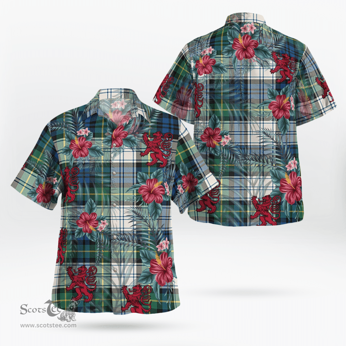 Scottish Clan Gordon Dress Ancient Tartan Scottish Lion Hawaiian Shirt | Tartan Plaid Shirt Scottish Plaid Tartan Plaid - ScotsTee - scotstee.com