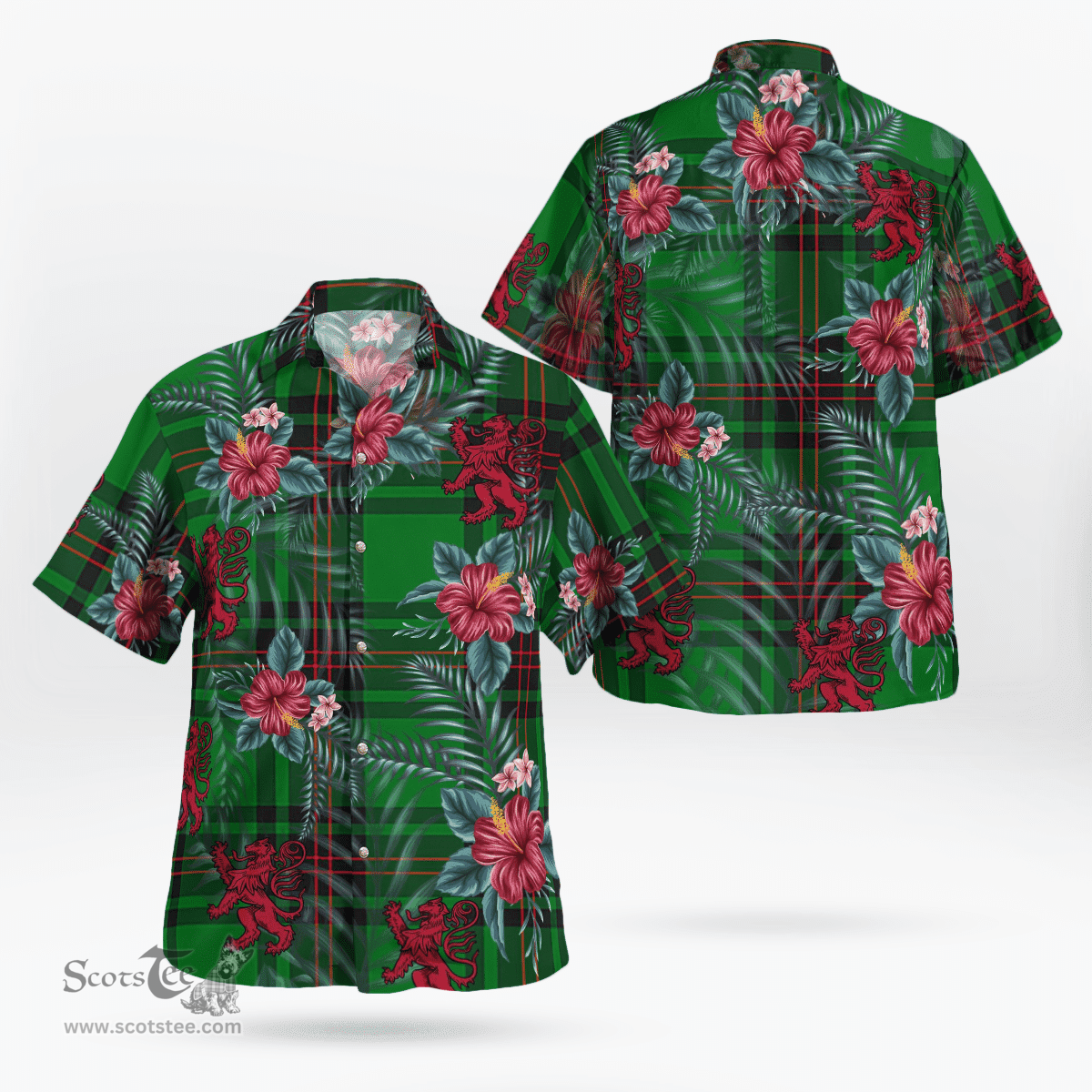 Scottish Clan Ged Tartan Scottish Lion Hawaiian Shirt | Tartan Plaid Shirt Scottish Plaid Tartan Plaid - ScotsTee - scotstee.com