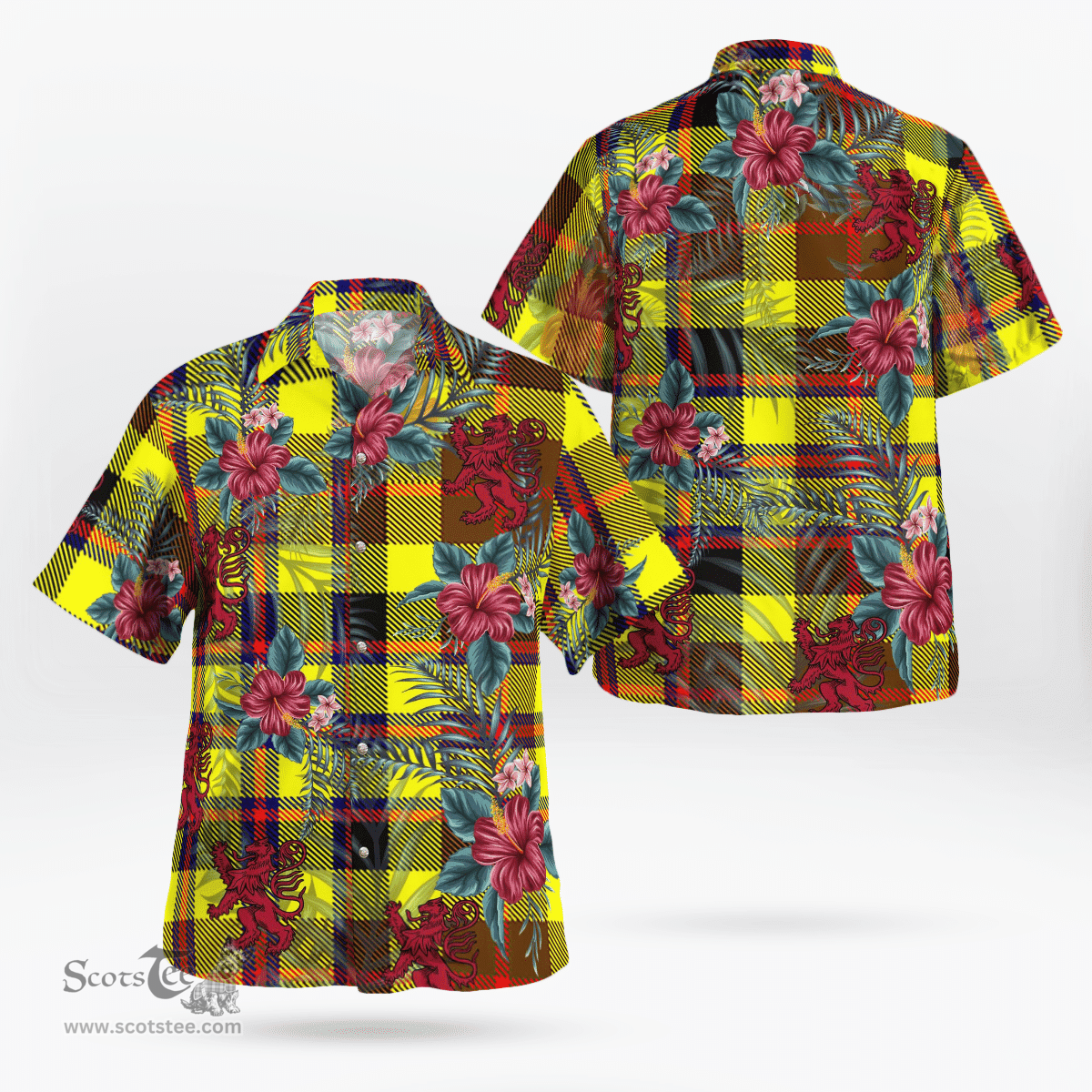 Scottish Clan Jardine Tartan Scottish Lion Hawaiian Shirt | Tartan Plaid Shirt Scottish Plaid Tartan Plaid - ScotsTee - scotstee.com