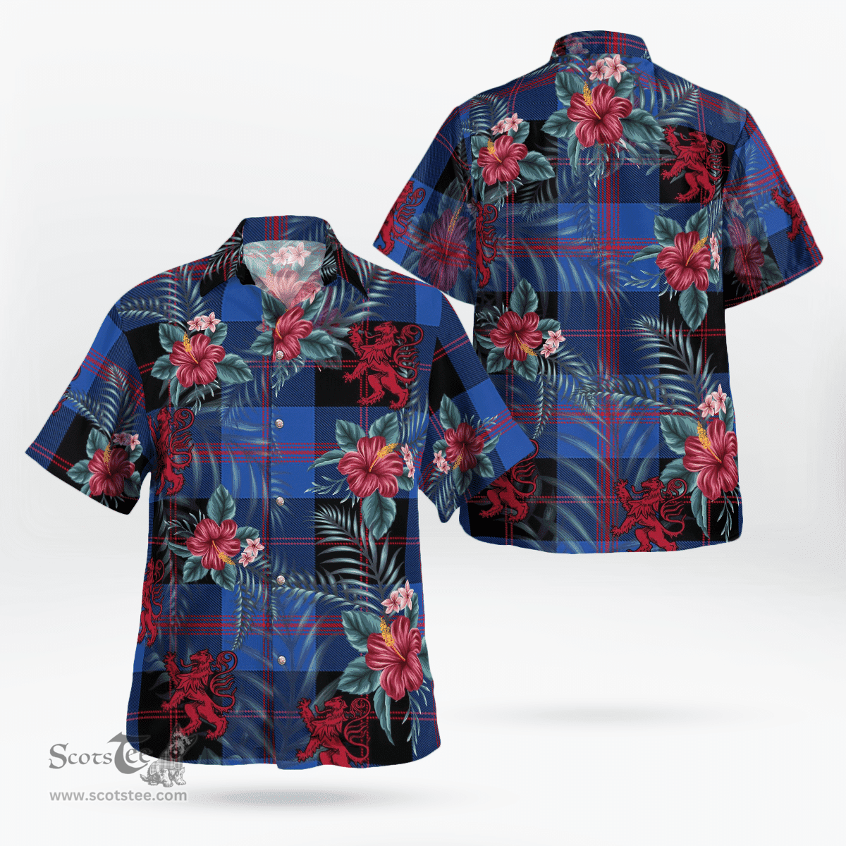 Scottish Clan Maule Tartan Scottish Lion Hawaiian Shirt | Tartan Plaid Shirt Scottish Plaid Tartan Plaid - ScotsTee - scotstee.com