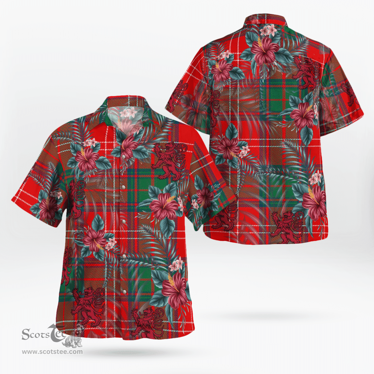 Scottish Clan Chisholm Modern Tartan Scottish Lion Hawaiian Shirt | Tartan Plaid Shirt Scottish Plaid Tartan Plaid - ScotsTee - scotstee.com