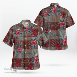 Scottish Clan Cunningham Burgundy Dancers Tartan Scottish Lion Hawaiian Shirt | Tartan Plaid Shirt Scottish Plaid Tartan Plaid - ScotsTee - scotstee.com