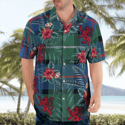 Scottish Clan Davidson of Tulloch Tartan Scottish Lion Hawaiian Shirt | Tartan Plaid Shirt Scottish Plaid Tartan Plaid - ScotsTee - scotstee.com