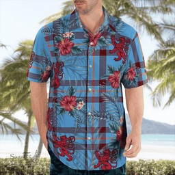 Scottish Clan Elliot Ancient Tartan Scottish Lion Hawaiian Shirt | Tartan Plaid Shirt Scottish Plaid Tartan Plaid - ScotsTee - scotstee.com