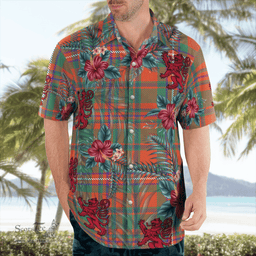 Scottish Clan MacKinnon Ancient Tartan Scottish Lion Hawaiian Shirt | Tartan Plaid Shirt Scottish Plaid Tartan Plaid - ScotsTee - scotstee.com