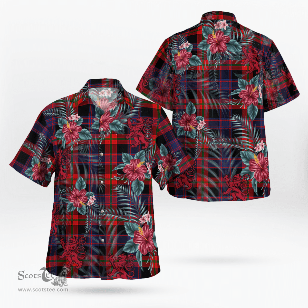 Scottish Clan Broun Tartan Scottish Lion Hawaiian Shirt | Tartan Plaid Shirt Scottish Plaid Tartan Plaid - ScotsTee - scotstee.com
