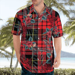 Scottish Clan Scottish Clan MacQueen Modern Tartan Scottish Lion Hawaiian Shirt | Tartan Plaid Shirt Scottish Plaid Tartan Plaid - ScotsTee - scotstee.com