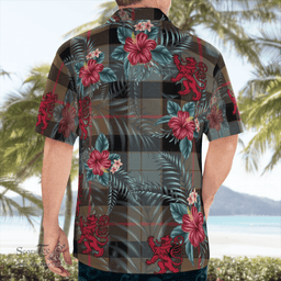Scottish Clan Gunn Weathered Tartan Scottish Lion Hawaiian Shirt | Tartan Plaid Shirt Scottish Plaid Tartan Plaid - ScotsTee - scotstee.com