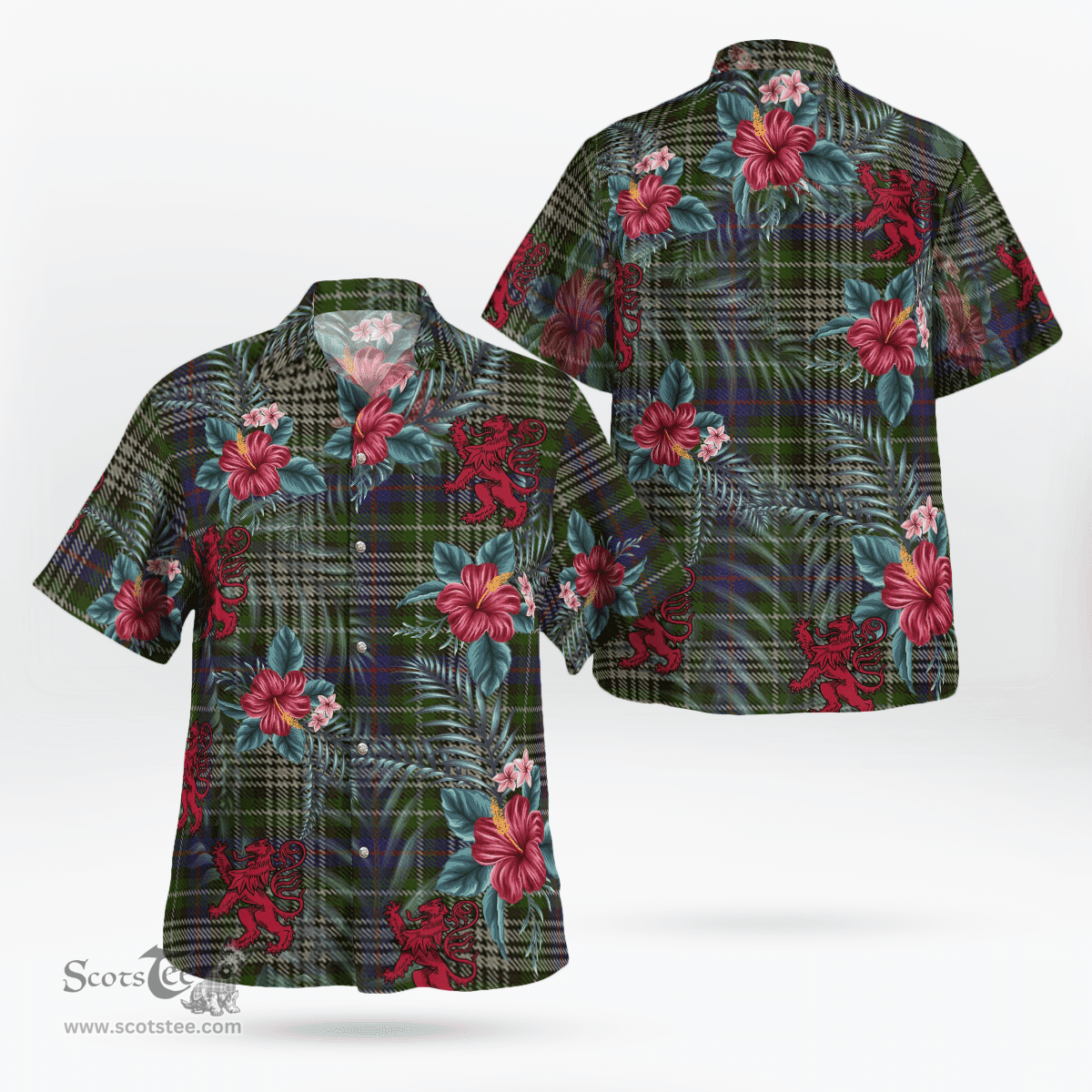 Scottish Clan Davidson Tulloch Dress Tartan Scottish Lion Hawaiian Shirt | Tartan Plaid Shirt Scottish Plaid Tartan Plaid - ScotsTee - scotstee.com