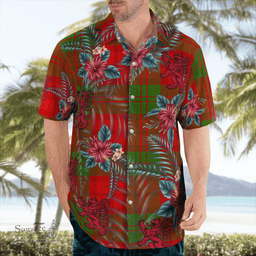 Scottish Clan Dewar Tartan Scottish Lion Hawaiian Shirt | Tartan Plaid Shirt Scottish Plaid Tartan Plaid - ScotsTee - scotstee.com