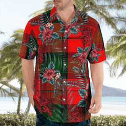Scottish Clan Kerr Modern Tartan Scottish Lion Hawaiian Shirt | Tartan Plaid Shirt Scottish Plaid Tartan Plaid - ScotsTee - scotstee.com
