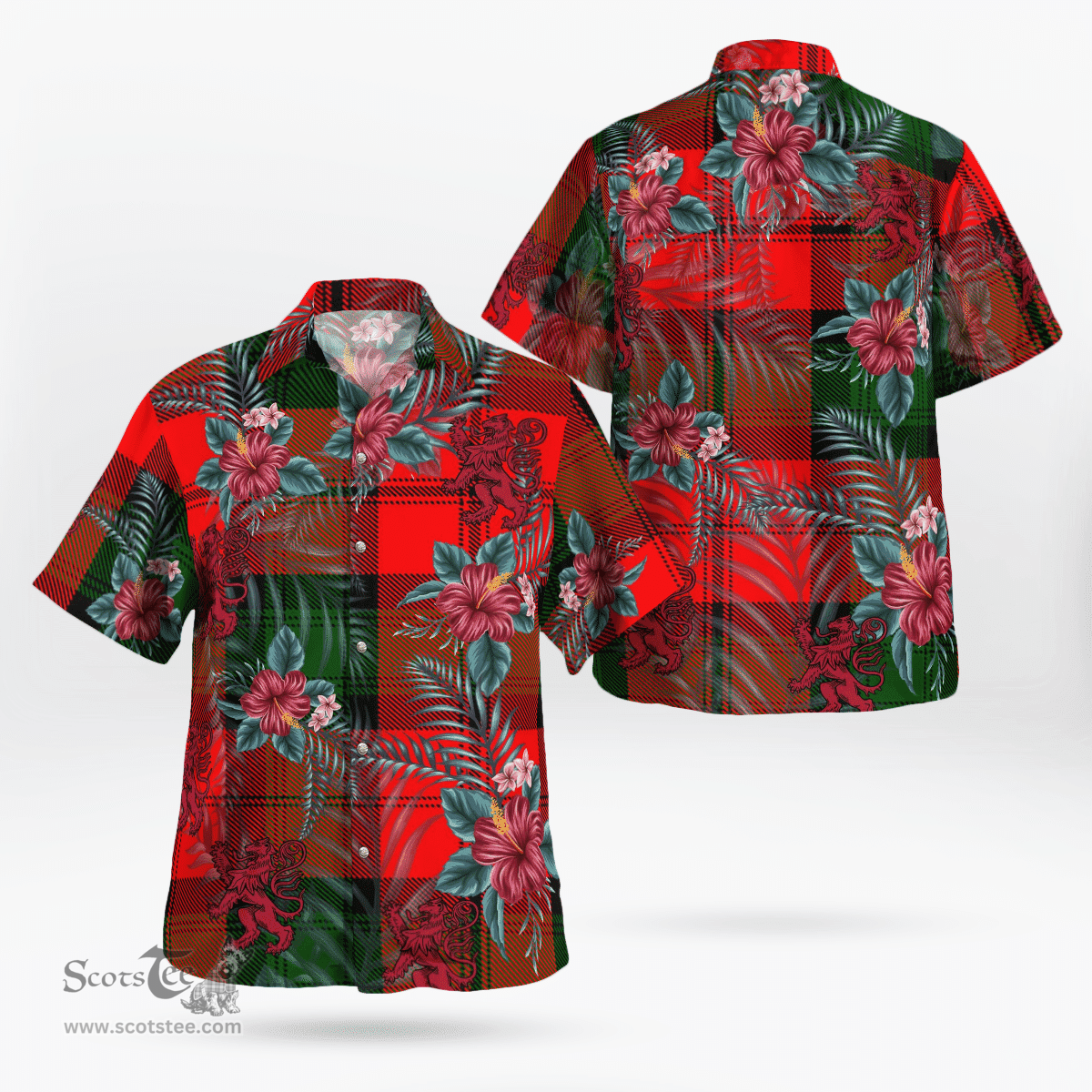 Scottish Clan Kerr Modern Tartan Scottish Lion Hawaiian Shirt | Tartan Plaid Shirt Scottish Plaid Tartan Plaid - ScotsTee - scotstee.com