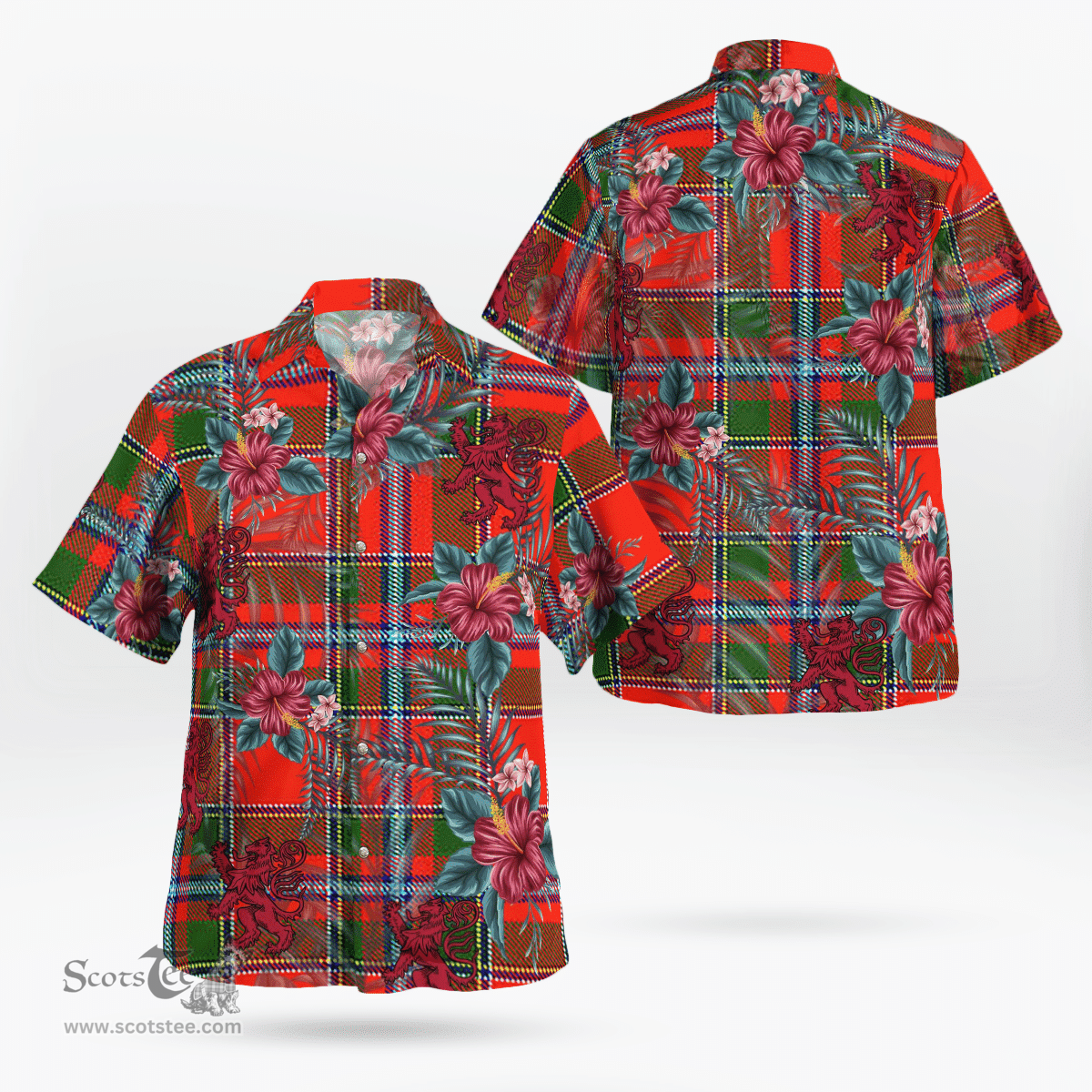 Scottish Clan Butter Tartan Scottish Lion Hawaiian Shirt | Tartan Plaid Shirt Scottish Plaid Tartan Plaid - ScotsTee - scotstee.com