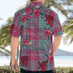 Scottish Clan Crawford Ancient Tartan Scottish Lion Hawaiian Shirt | Tartan Plaid Shirt Scottish Plaid Tartan Plaid - ScotsTee - scotstee.com