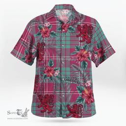 Scottish Clan Crawford Ancient Tartan Scottish Lion Hawaiian Shirt | Tartan Plaid Shirt Scottish Plaid Tartan Plaid - ScotsTee - scotstee.com