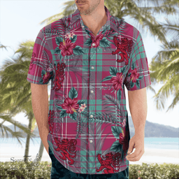 Scottish Clan Crawford Ancient Tartan Scottish Lion Hawaiian Shirt | Tartan Plaid Shirt Scottish Plaid Tartan Plaid - ScotsTee - scotstee.com